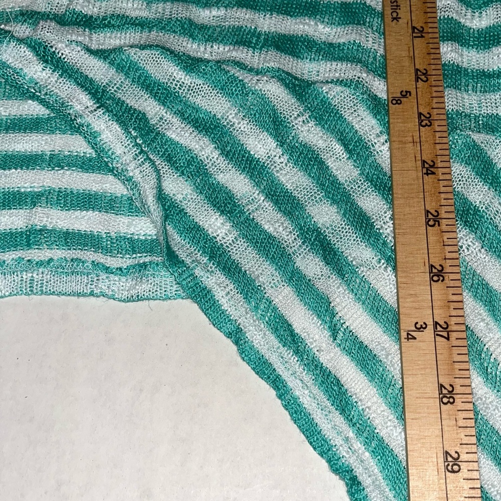 Simply Irresistible Green and White Striped Open Front Cardigan Size 1X - Picture 9 of 10